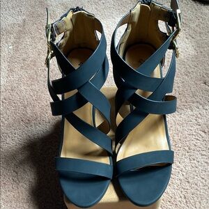 Qupid Black Strappy Heels